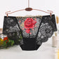 Sexy Lace Mesh Rose Embroidery Breathable Briefs