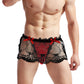 Men's High Waist Sexy Lace Transparent Boxers