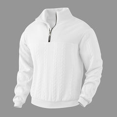 Retro Casual Stand Collar Zipper Jacquard Knitted Sweatshirt