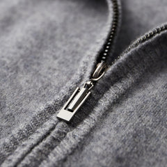 Men's Contrasting Half Turtleneck Zip-up Wool Knit Cardigan
