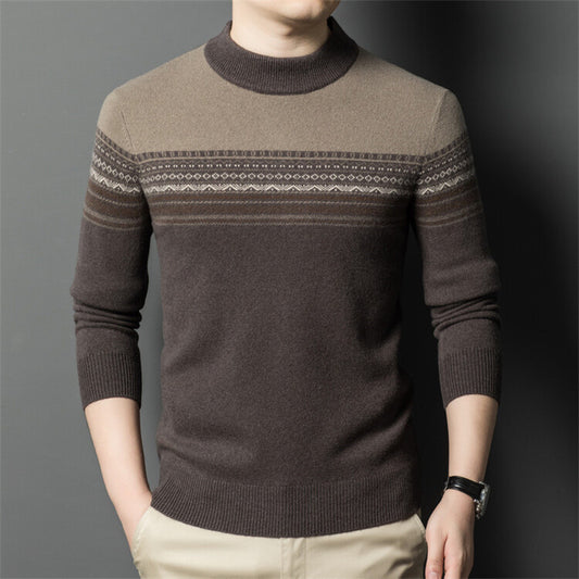 Round neck thick casual 100% wool sweater