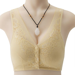 New Lace Front Button No Wire Plus Size Bra