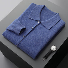 Men's 100% Wool Business Lapel Sweater