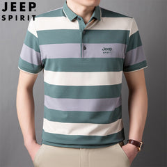 Cotton thin striped polo shirt