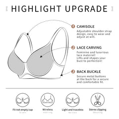 Thin lace plus size push up bra