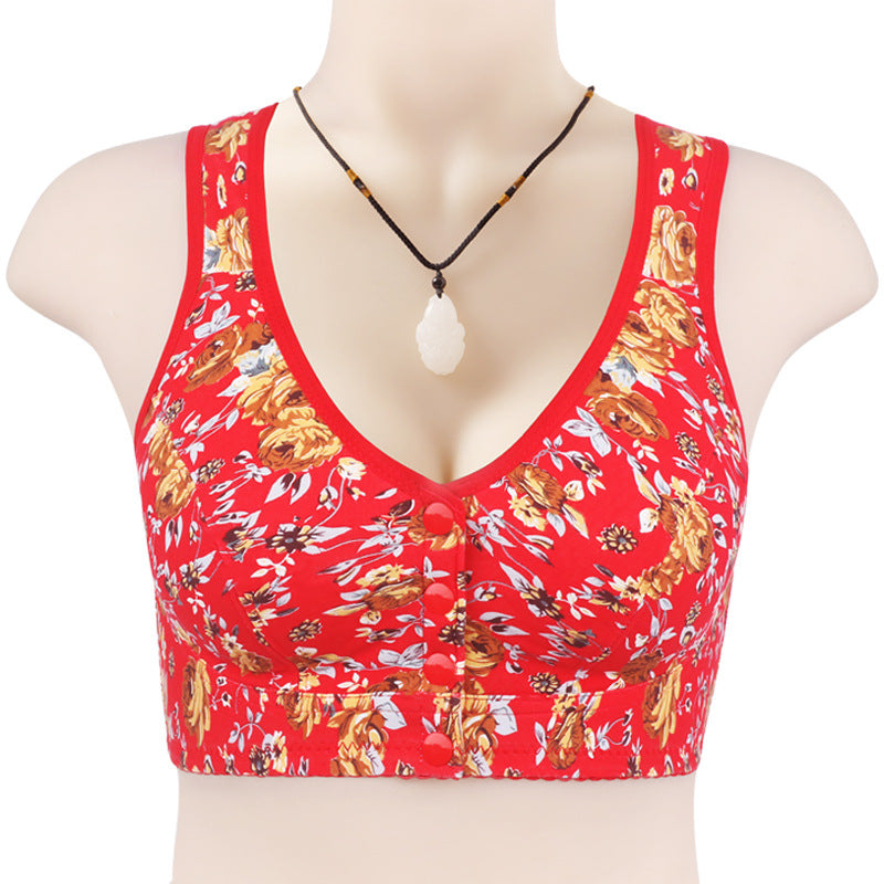 New Printed Front Button Soft Cotton Size Wireless Bra