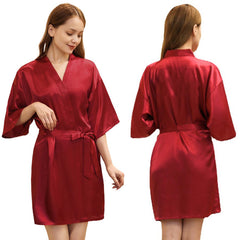 Ladies Satin Skin Friendly Cardigan Nightgown