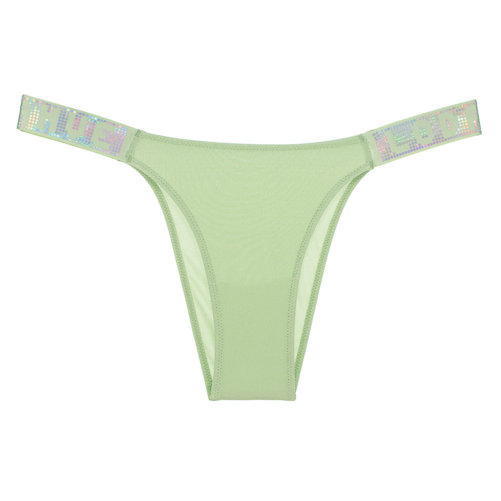 Solid color low waist hip-covering thong