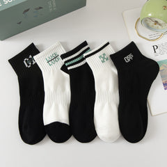 5 PCS Men's Sweat-absorbent Low-top Invisible Boat Socks Sports Cotton Socks