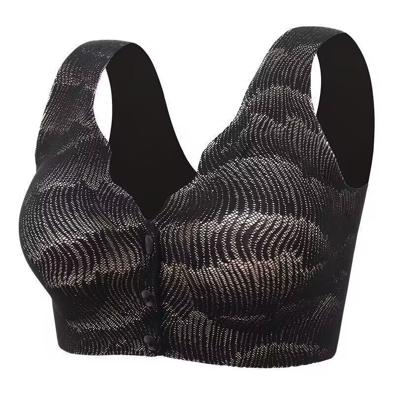 Ice silk mother's front button wireless bra