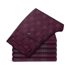 Men's Business Printed Plaid Slim Fit Stretch Casual Pants