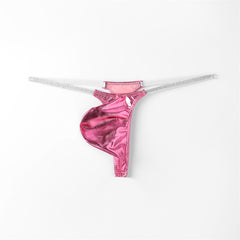 Men's Low Rise Sexy Shiny Leather Thong