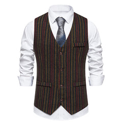 New Men's Striped Retro Business Casual Professional Vest