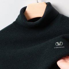 Men's High Collar Warm Jacquard Casual High-end Wool Sweater
