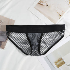 Men's Transparent Ice Silk Low Waist Sexy Briefs