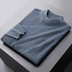 Men's 100% Pure Wool Business Casual High-end Warm Half Turtleneck Sweater
