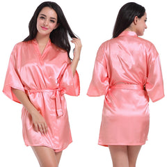 Ladies Satin Skin Friendly Cardigan Nightgown