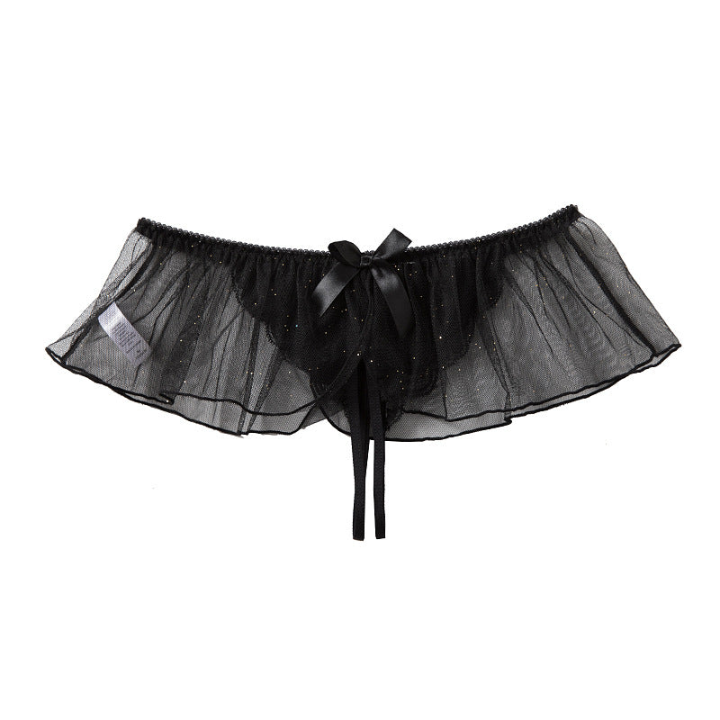 Sexy Large Size Sexy Lace Ruffled Thin Strap Open Thong