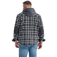 Men's Velvet Windproof Warm Hooded Cotton Plaid Shirt