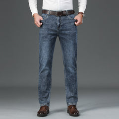 Men's Cotton Loose Straight Business Stretch Versatile Jeans