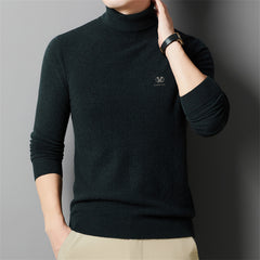 Men's High Collar Warm Jacquard Casual High-end Wool Sweater