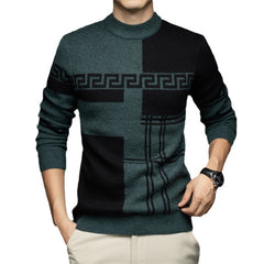 Men's contrasting round neck casual warm sweater