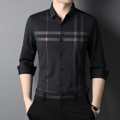 Men's Fashion Simple Long Sleeve Printed Shirt