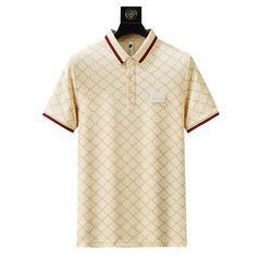 Lightweight printed lettering short-sleeved polo shirt
