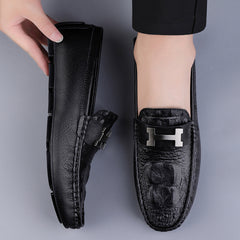 Crocodile-print Driving Loafers