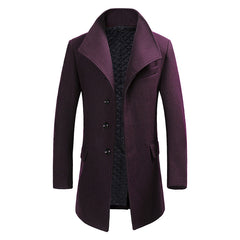 2023 Winter Cotton Long Business Stand Collar Woolen Coat