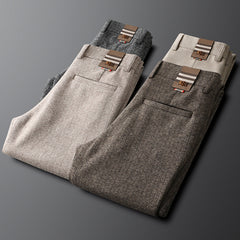 Men's Woolen Straight Striped Thick Casual Pants