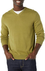 Men's Solid Color V-neck Sweater