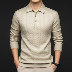 Men's Jacquard Warm Business Casual Lapel Sweater