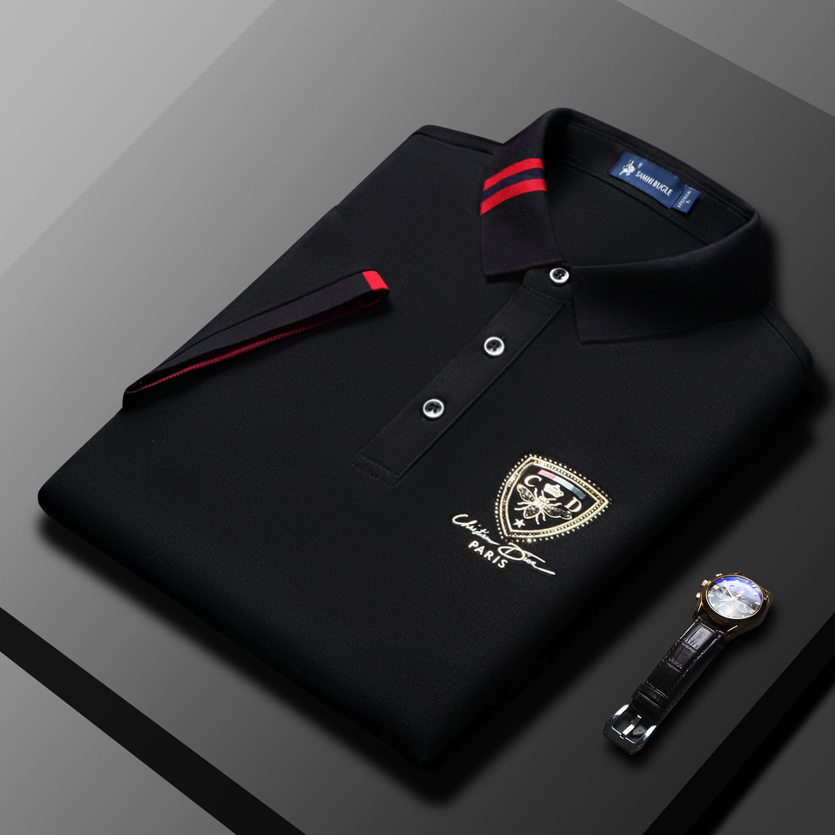 Men's Solid Color Mulberry Silk Casual Polo Shirt