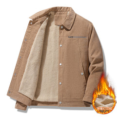 Corduroy cotton loose plus velvet thickened jacket