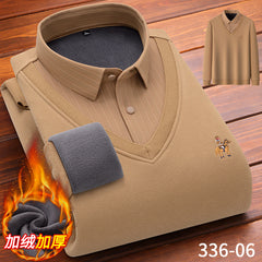 Men's Fake Two Piece Warm Contrast Shirt