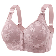 Adjustable shoulder straps front buckle breathable cotton non-wired bra
