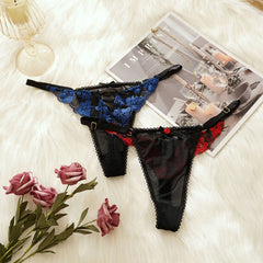 Embroidered Sexy Lace Low Rise See-Through Thong