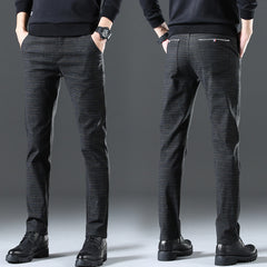 Men's Brushed Casual Stretch Plaid Cotton and Linen Pants