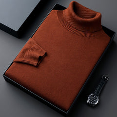 Men's New Winter Thickened and Velvet Warm Casual Solid Color Turtleneck Sweater