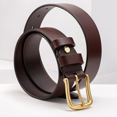Men's Cowhide Copper Buckle Casual Belt