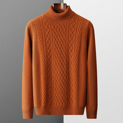 Men's 100% Pure Wool Jacquard Thickened Turtleneck Sweater