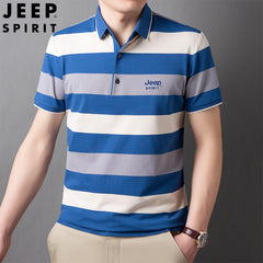 Cotton thin striped polo shirt