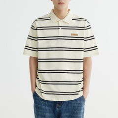 Men's Anti-Wrinkle Memory Foam Striped Polo Shirt