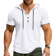 Men's Sports Casual Hooded Short-sleeved Tops