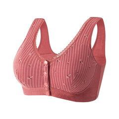 Front Button Thin Soft Cotton Wireless Bra