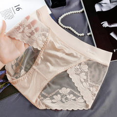 Satin Lace Hip Lifting Sexy Mesh Plus Size Briefs