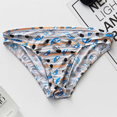 Men's Printed Breathable Sexy Ice Silk Comfortable Large Size Briefs