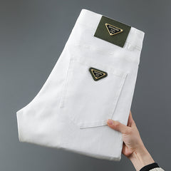 Elastic slim fit versatile trendy men's casual trousers