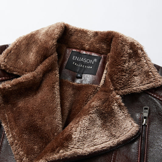 Men's Winter Fleece Leather Jacket